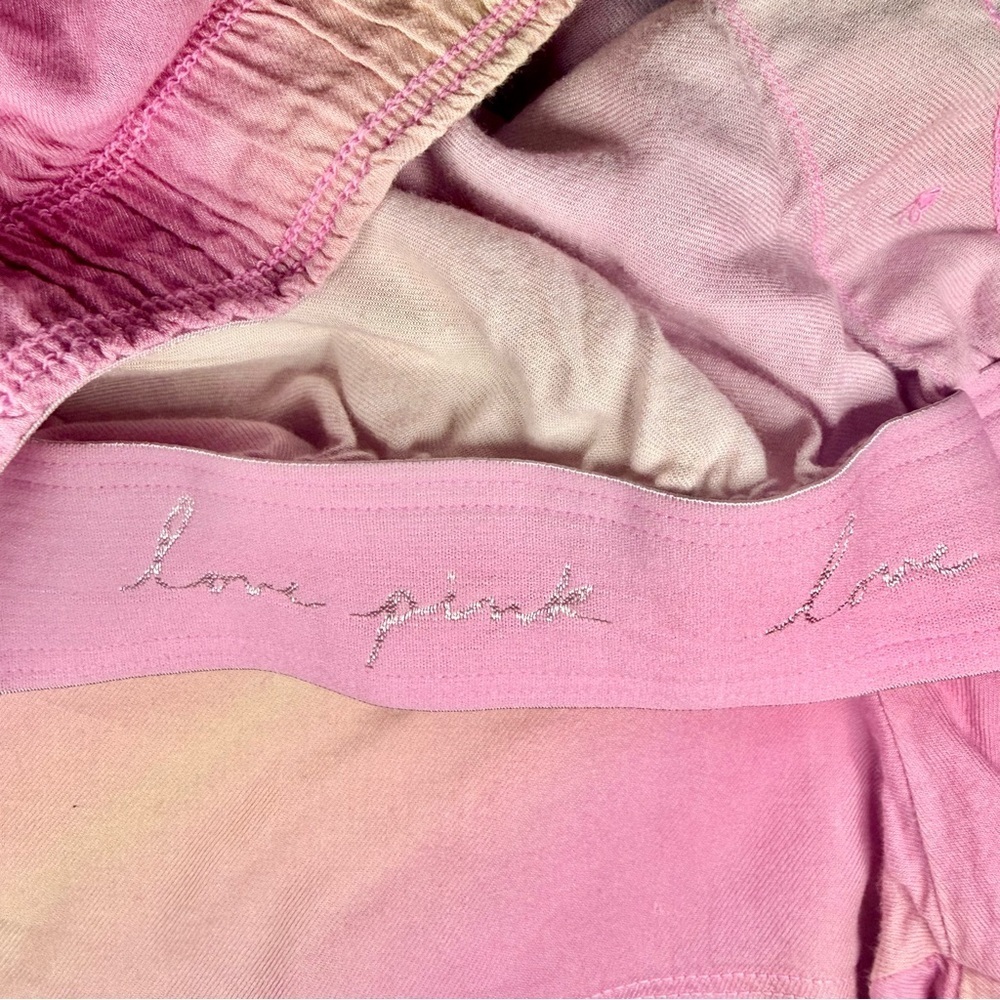 PINK Victoria’s Secret Tie Dye Pink Yellow Ombre Cozy Sleep Shorts Loungewear - Picture 5 of 7